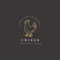 Vector design emblem and icon in linear style - chiken meat products - healthy food. Logo sign.