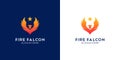 Vector design of the Falcon Fire Logo. Minimal flat design company Phoenix, Eagle and Hawk