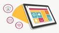 Digital tablet with app icons, modern user interface, mobile technology vector design Generative AI Royalty Free Stock Photo