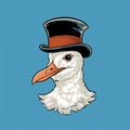 Cute Seagull With Tiny Top Hat T-shirt Design