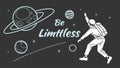 \'Be limitless\' quote with astronaut, space exploration vector design Generative AI