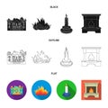 Isolated object of fire and flame symbol. Collection of fire and fireball vector icon for stock. Royalty Free Stock Photo