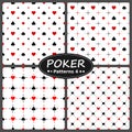 Vector design, four poker patterns, with the heart diamond ace clover symbols