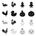 Isolated object of funny and poultry symbol. Collection of funny and farming vector icon for stock. Royalty Free Stock Photo