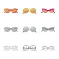 Vector design of glasses and sunglasses logo. Collection of glasses and accessory vector icon for stock. Royalty Free Stock Photo