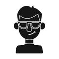 Vector design of guy and contempt icon. Set of guy and glasses stock vector illustration.