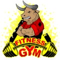 Vector design for a gym with an abstract image of a strong bull. Royalty Free Stock Photo
