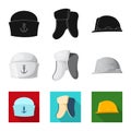 Isolated object of headgear and cap logo. Set of headgear and accessory stock vector illustration. Royalty Free Stock Photo