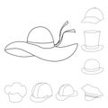 Vector design of headgear and napper sign. Set of headgear and helmet stock vector illustration.