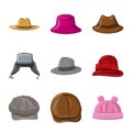 Isolated object of headwear and cap logo. Collection of headwear and accessory vector icon for stock. Royalty Free Stock Photo