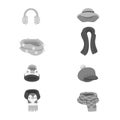 Isolated object of headwear and fashion sign. Set of headwear and cold vector icon for stock. Royalty Free Stock Photo