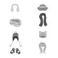 Vector design of headwear and fashion logo. Set of headwear and cold stock vector illustration. Royalty Free Stock Photo