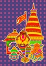 Vector design of hindu temple and Sadhu