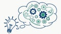Idea cloud with gears vector, innovation concept, thinking process, creative solution Generative AI