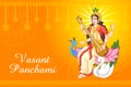 Indian Goddess Saraswati on Vasant Panchami Pooja festival background Royalty Free Stock Photo