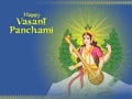 Indian Goddess Saraswati on Vasant Panchami Pooja festival background Royalty Free Stock Photo