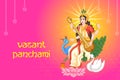 Indian Goddess Saraswati on Vasant Panchami Pooja festival background Royalty Free Stock Photo