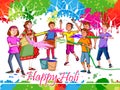 Indian people celebrating color festival of India Holi