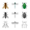 Isolated object of insect and fly logo. Collection of insect and element vector icon for stock.