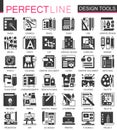 Vector Interface design tools black mini concept icons and infographic symbols set Royalty Free Stock Photo