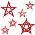 Vector design of intertwined pentagram stars Royalty Free Stock Photo