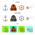 Vector design of journey and seafaring icon. Set of journey and vintage stock symbol for web.