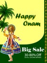 Happy Onam festival background of Kerala South India in Indian art style Royalty Free Stock Photo