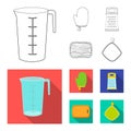 Isolated object of kitchen and cook icon. Set of kitchen and appliance vector icon for stock.