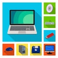 Vector design of laptop and device icon. Collection of laptop and server stock vector illustration. Royalty Free Stock Photo