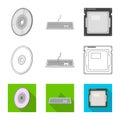 Vector design of laptop and device icon. Set of laptop and server stock vector illustration. Royalty Free Stock Photo