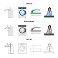 Isolated object of laundry and clean logo. Set of laundry and clothes stock vector illustration.
