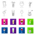 Isolated object of liquor and restaurant symbol. Collection of liquor and ingredient vector icon for stock.