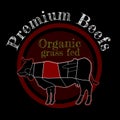 Vector design logo Organic organic agriculture farm for beefs or milk product presentation on black and red tone