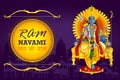 Lord Rama for India festival Happy Ram Navami background with Hindi greetings Jai Shree Ram meaning Victory to Lord Ram