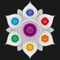 Vector design of lotus flower with chakras symbol Royalty Free Stock Photo