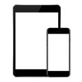 Vector design, mock up phone and tablet black color on white