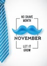 Vector design with mustache and tie for No shave November month.