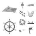 Vector design of nautical and voyage sign. Set of nautical and seafaring vector icon for stock.