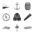 Isolated object of nautical and voyage symbol. Collection of nautical and seafaring stock vector illustration.