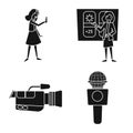 Vector design of news and studio logo. Set of news and live stock vector illustration.