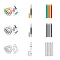 Vector design of office and supply icon. Set of office and school stock vector illustration. Royalty Free Stock Photo