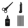 Vector design of office and supply icon. Set of office and school stock vector illustration. Royalty Free Stock Photo