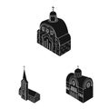 Isolated object of parish and faith icon. Collection of parish and building stock vector illustration. Royalty Free Stock Photo