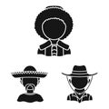 Isolated object of person and culture logo. Collection of person and race vector icon for stock. Royalty Free Stock Photo