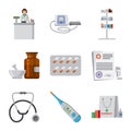 Isolated object of pharmacy and hospital icon. Collection of pharmacy and business stock symbol for web. Royalty Free Stock Photo