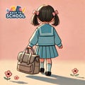 vector design for a portrait of a child from behind wearing a uniform with the words back to school Royalty Free Stock Photo