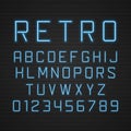 Vector design retro signboard letters with light