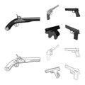 Vector design of revolver and pistol icon. Collection of revolver and trigger stock vector illustration. Royalty Free Stock Photo