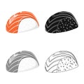 Isolated object of rice and boiled icon. Set of rice and fish vector icon for stock.