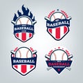 Vector design set of Baseball sport team logo Royalty Free Stock Photo